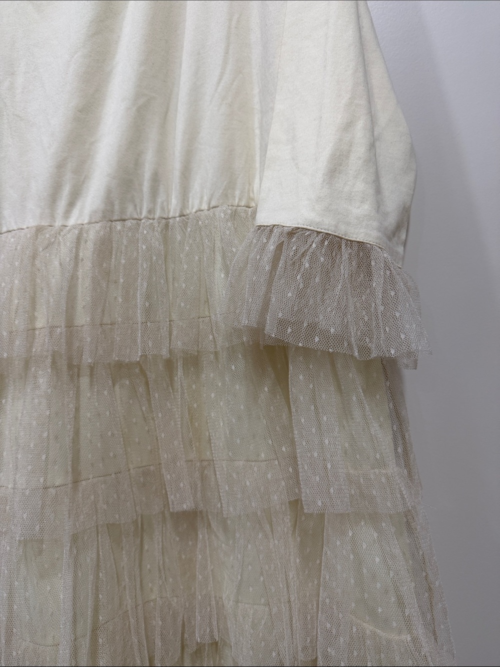 Dainty Jewells Cream Long Sleeve Tiered Tulle Midi Dress - Picture 4 of 5